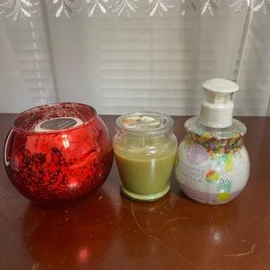 Bundle two candle jars and authentic hand soap pineapple, coconut, vanilla